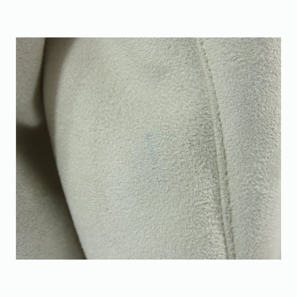 Coldwater Creek Ivory Faux Suede Shearling Fur Lined Sherpa Coat Whipstitch - Lg - Picture 8 of 11